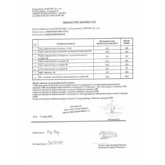Amofoska 4-12-12 3